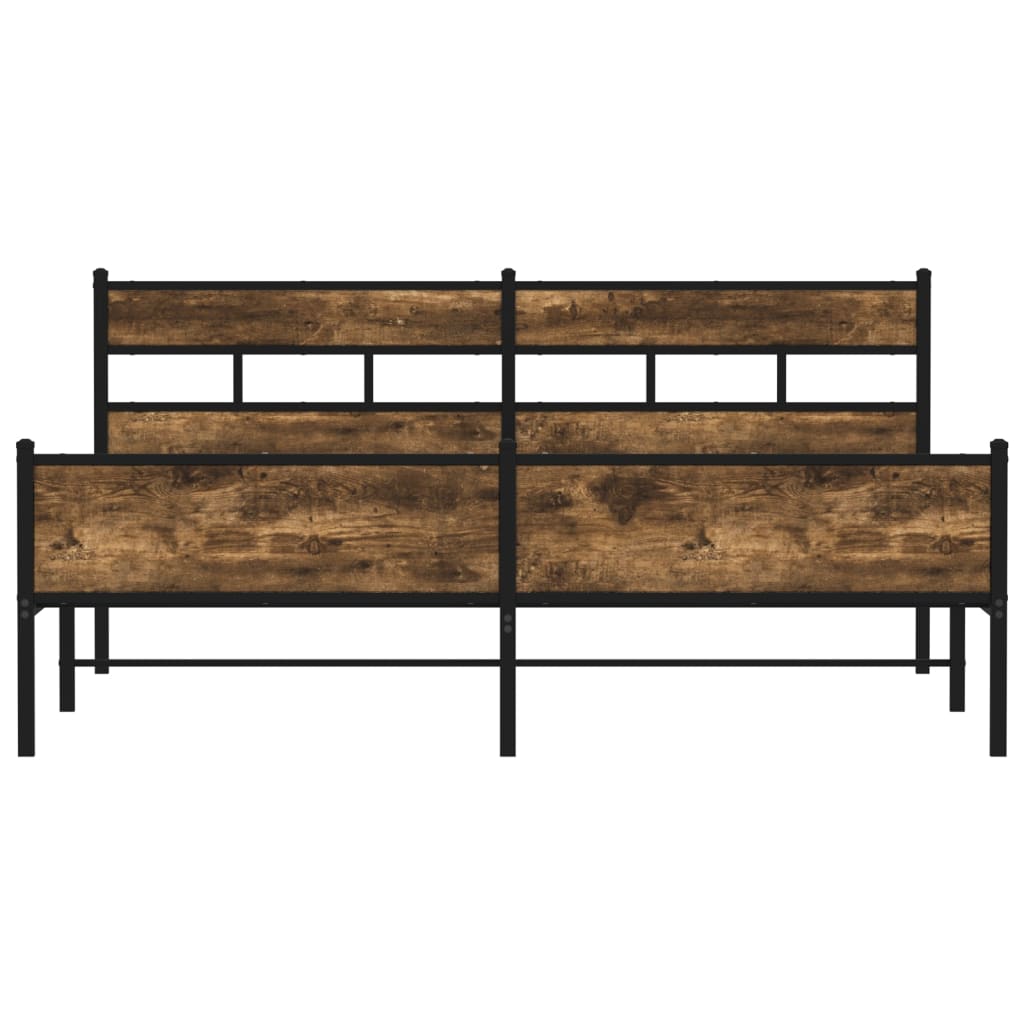 sengeramme uden madras 200x200 cm metal røget egetræsfarve