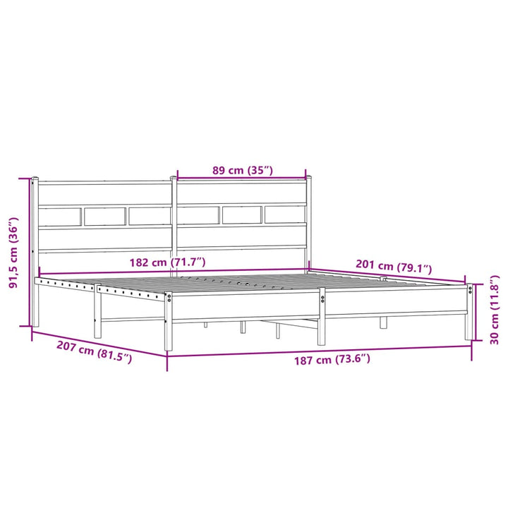 sengeramme uden madras 180x200 cm metal sonoma-eg
