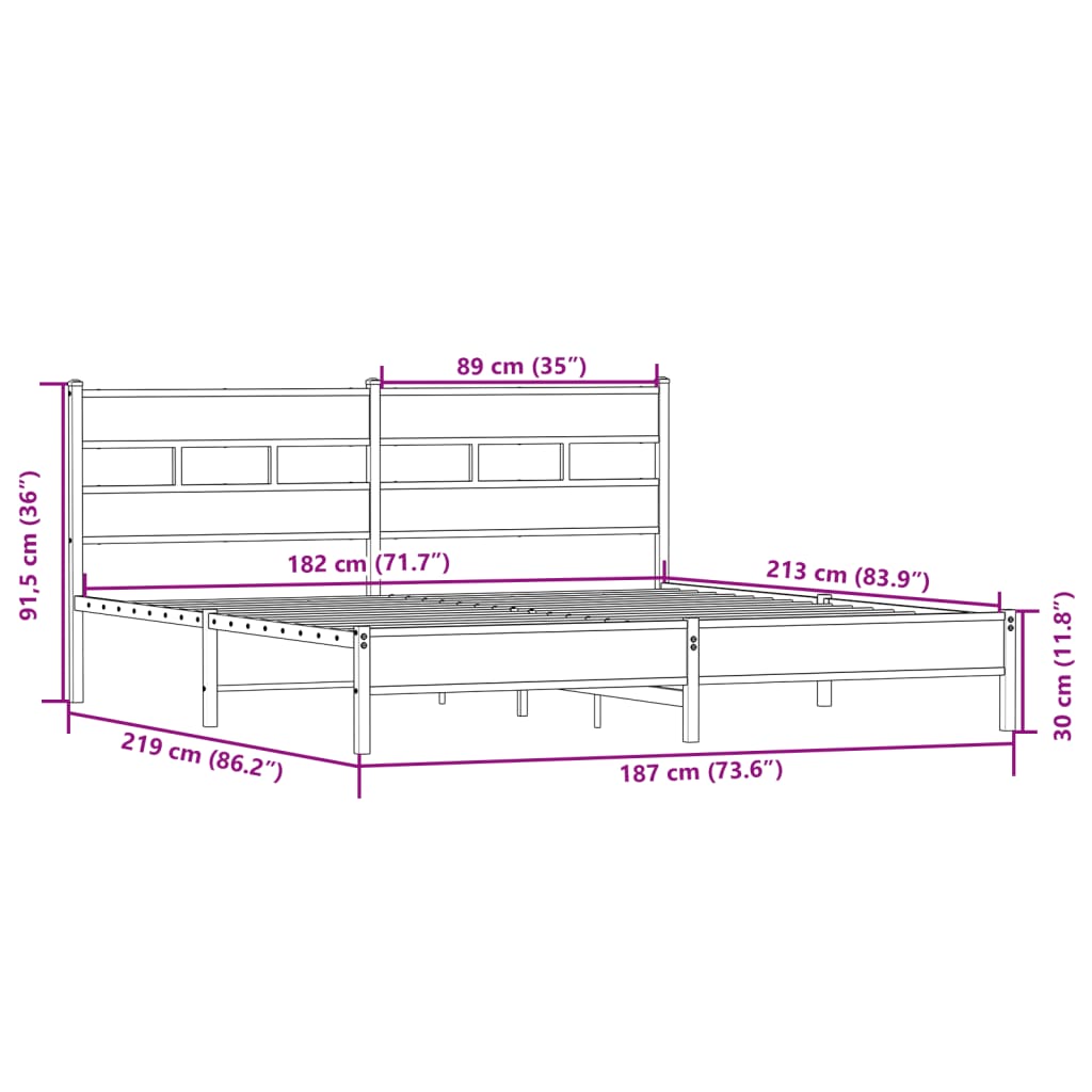 sengeramme uden madras 183x213 cm metal sonoma-eg
