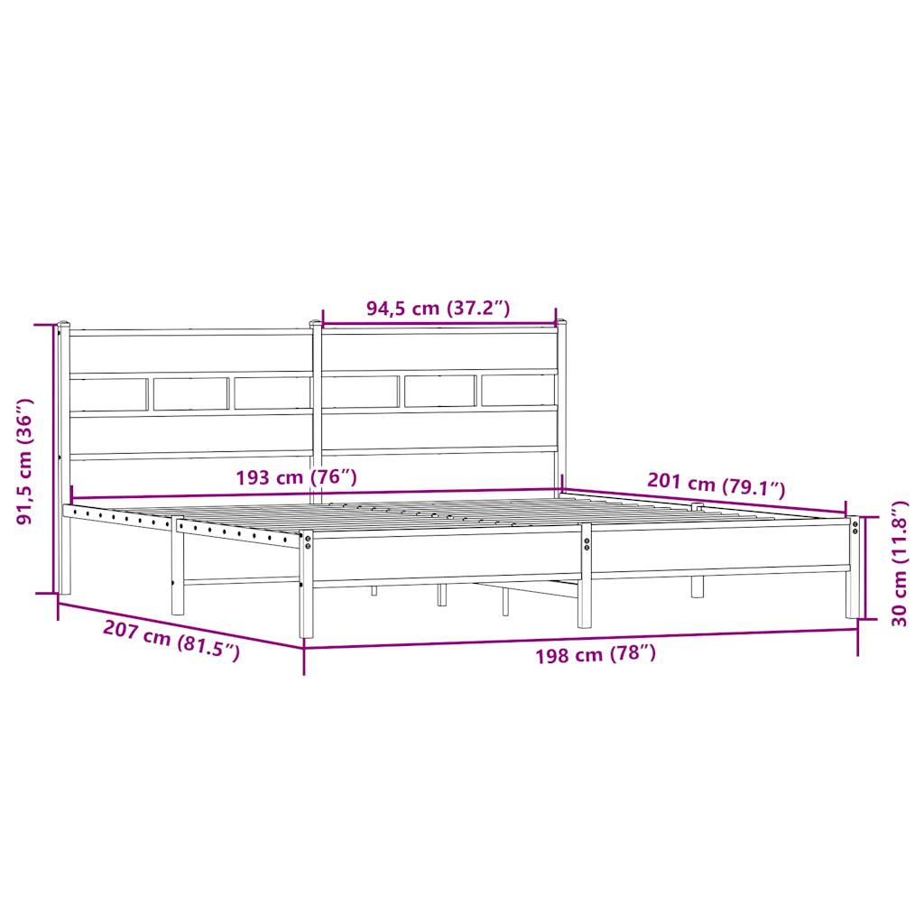 sengeramme uden madras 193x203 cm metal sonoma-eg