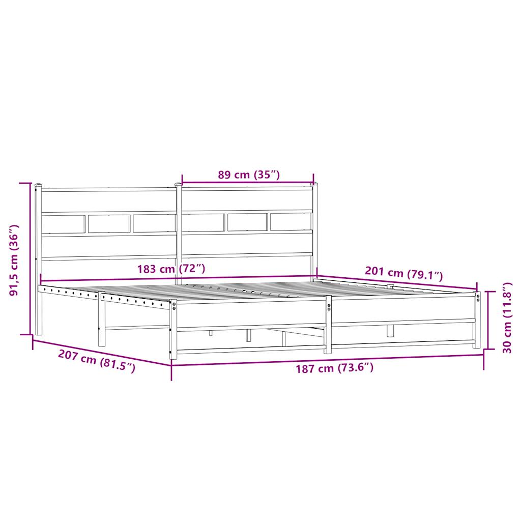 sengeramme uden madras 180x200 cm metal sonoma-eg