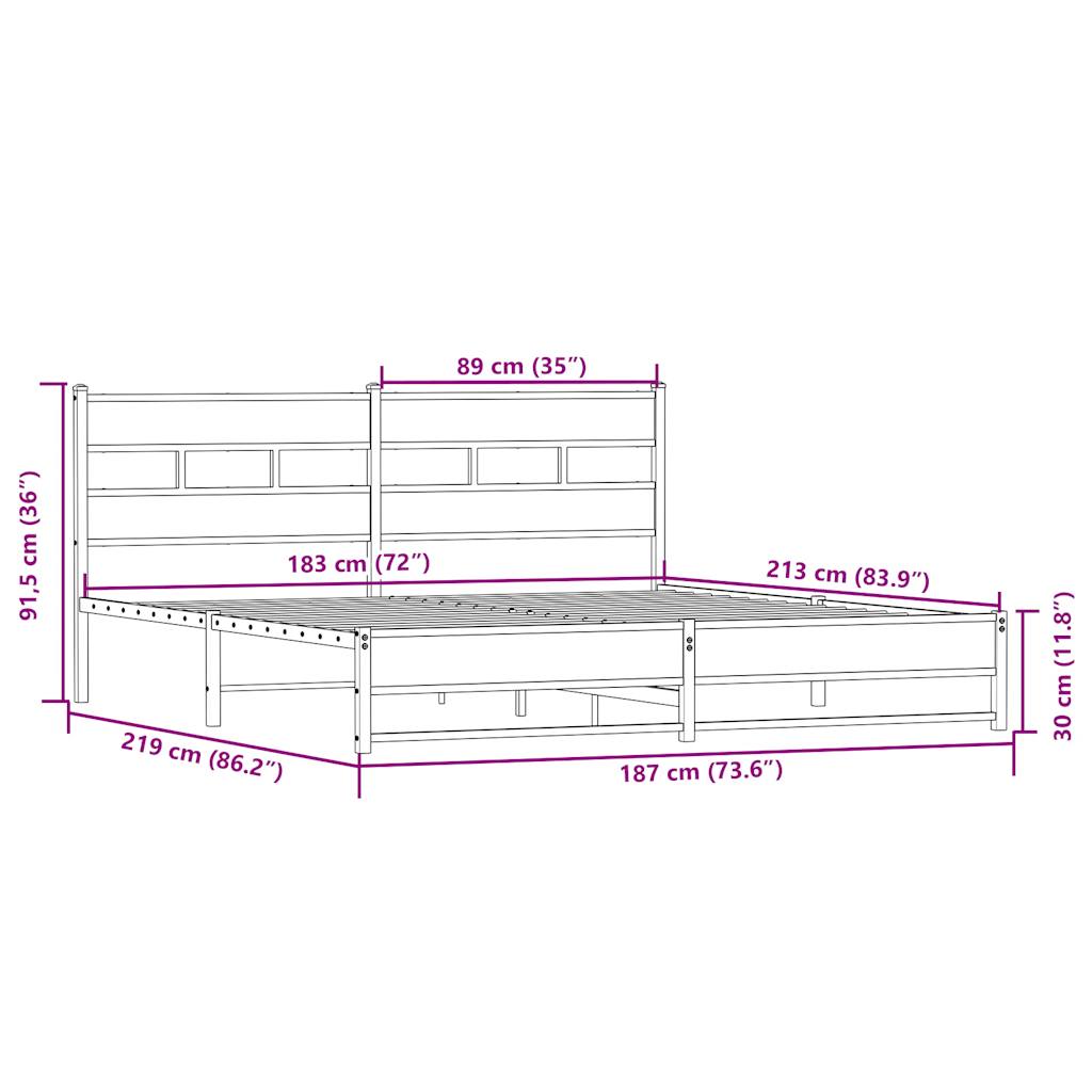 sengeramme uden madras 183x213 cm metal sonoma-eg