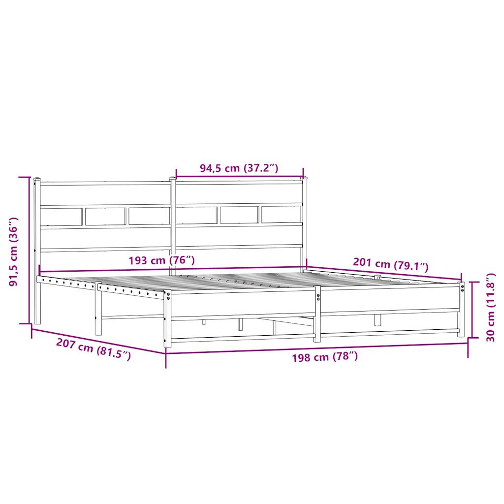 sengeramme uden madras 193x203 cm metal sonoma-eg