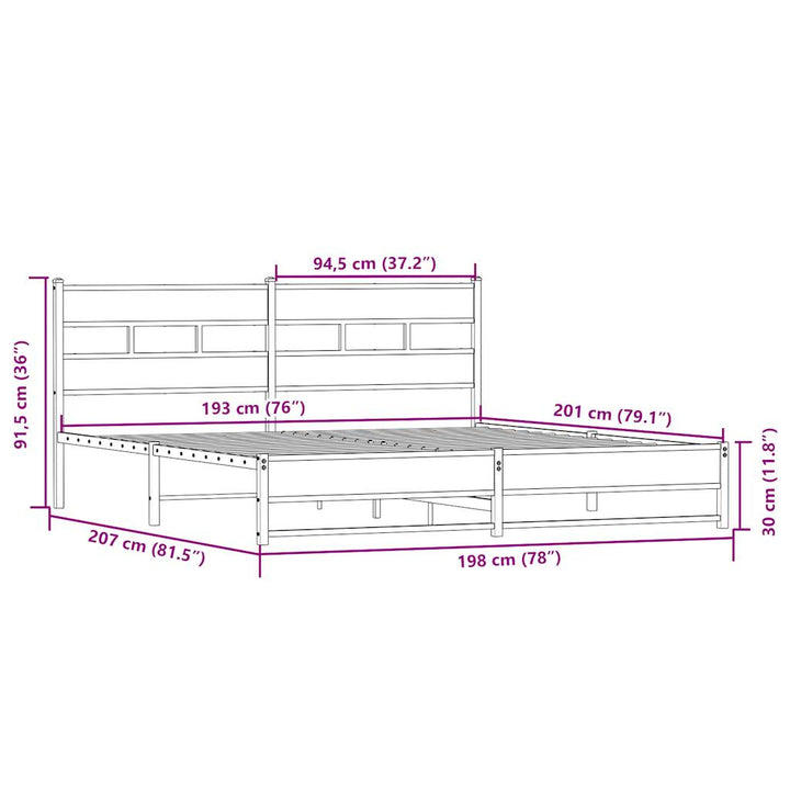 sengeramme uden madras 193x203 cm metal sonoma-eg