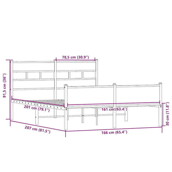 sengeramme uden madras 160x200 cm metal sonoma-eg