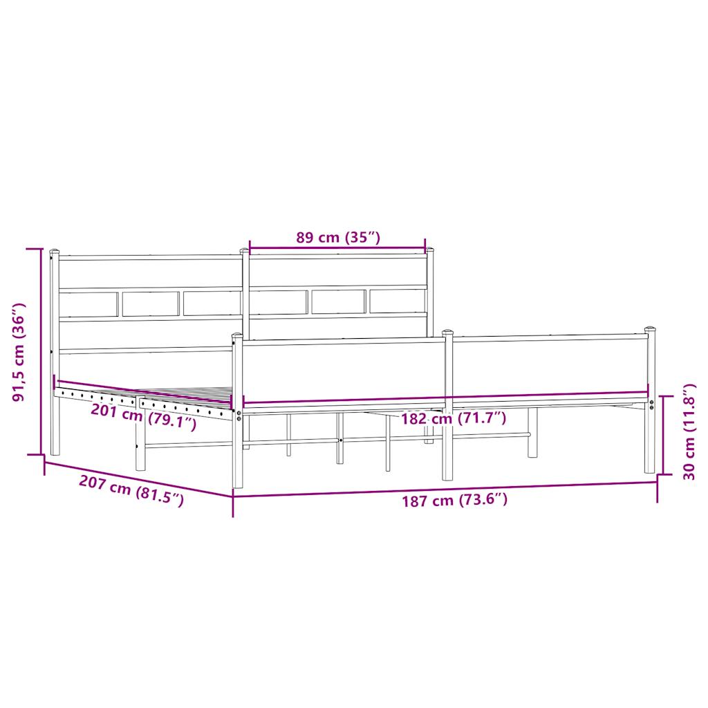 sengeramme uden madras 180x200 cm metal sonoma-eg