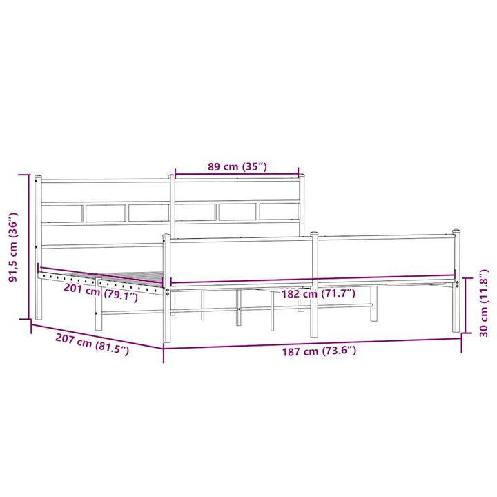 sengeramme uden madras 180x200 cm metal sonoma-eg