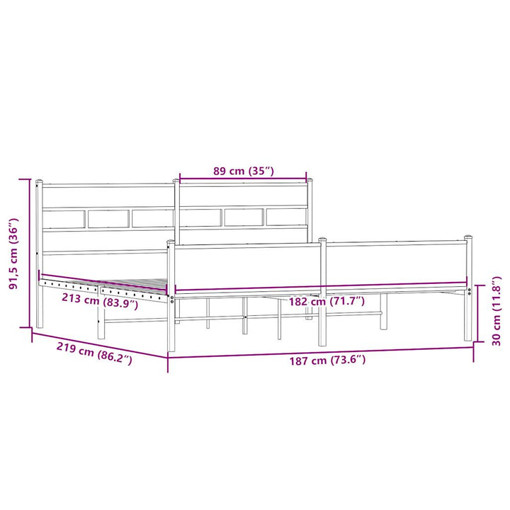 sengeramme uden madras 183x213 cm metal sonoma-eg
