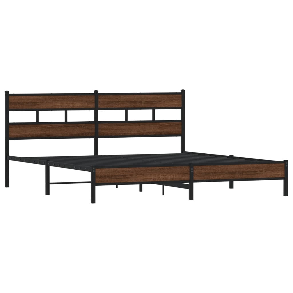 sengeramme uden madras 180x200 cm metal brun egetræsfarve