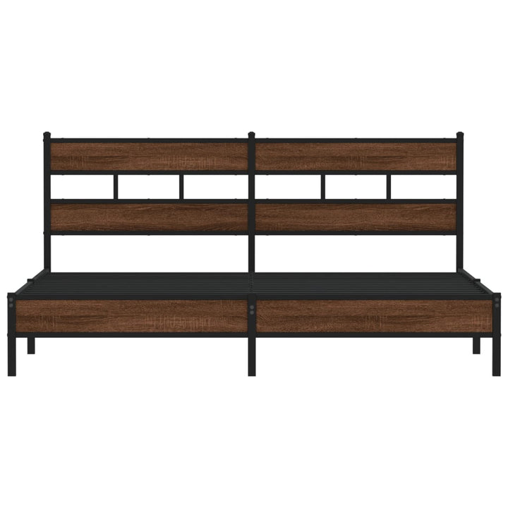 sengeramme uden madras 193x203 cm metal brun egetræsfarve
