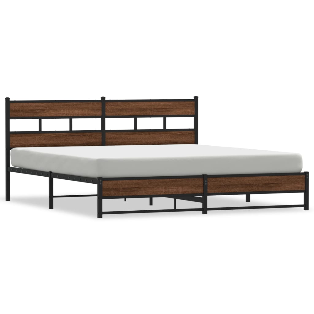 sengeramme uden madras 183x213 cm metal brun egetræsfarve