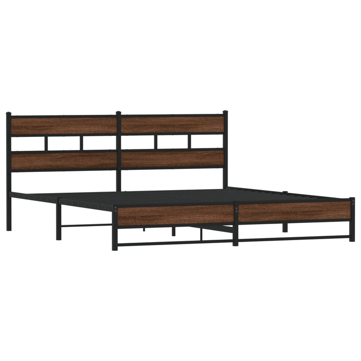 sengeramme uden madras 183x213 cm metal brun egetræsfarve