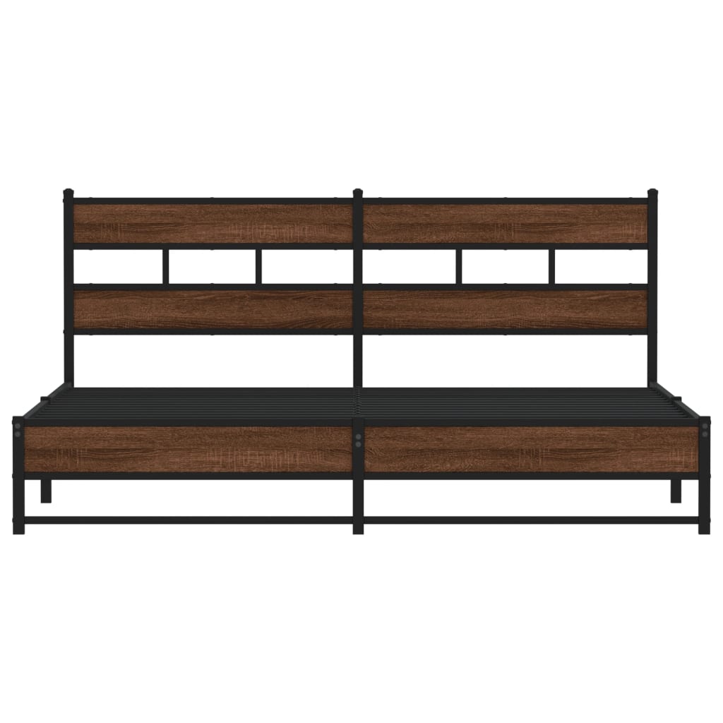 sengeramme uden madras 183x213 cm metal brun egetræsfarve