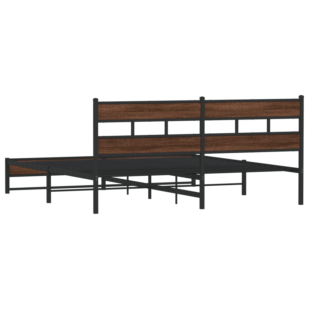 sengeramme uden madras 183x213 cm metal brun egetræsfarve