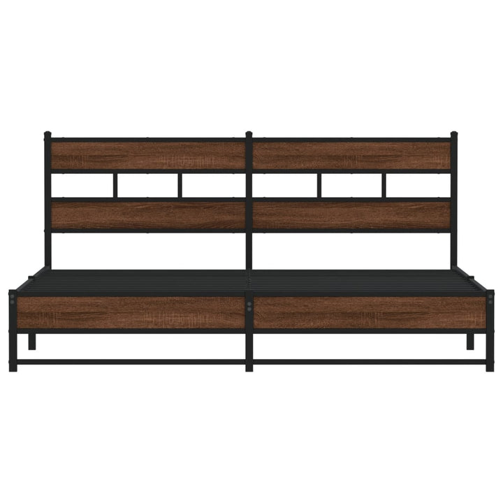 sengeramme uden madras 193x203 cm metal brun egetræsfarve