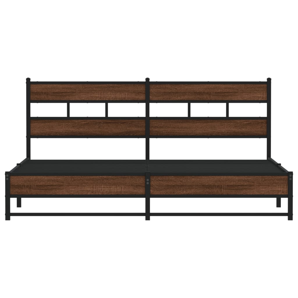 sengeramme uden madras 200x200 cm metal brun egetræsfarve