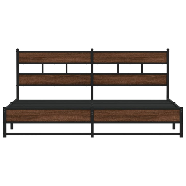 sengeramme uden madras 200x200 cm metal brun egetræsfarve