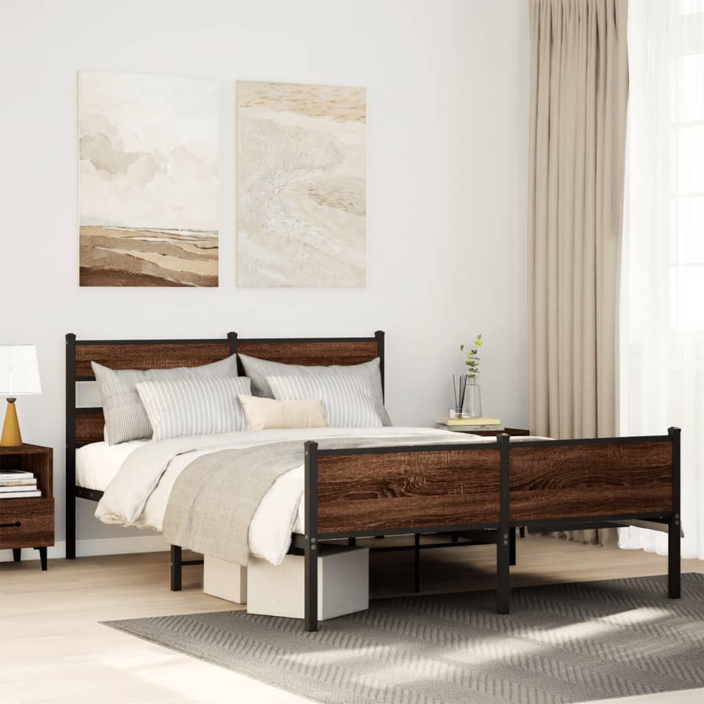 sengeramme uden madras 160x200 cm metal brun egetræsfarve
