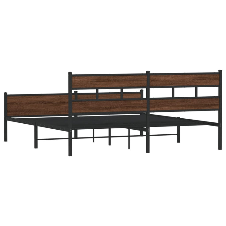 sengeramme uden madras 180x200 cm metal brun egetræsfarve