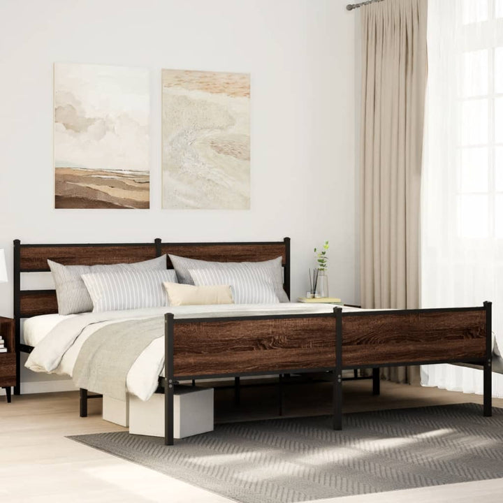 sengeramme uden madras 180x200 cm metal brun egetræsfarve