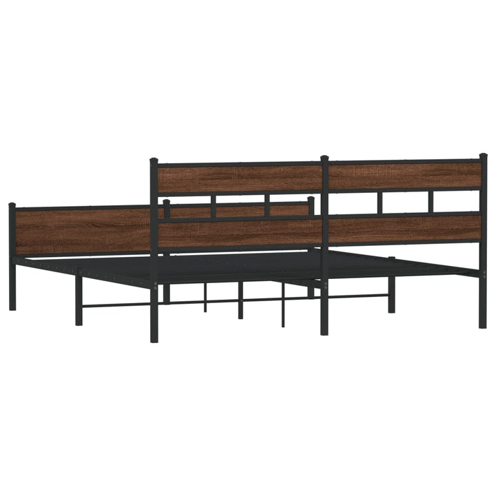 sengeramme uden madras 183x213 cm metal brun egetræsfarve