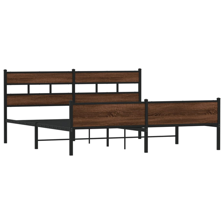 sengeramme uden madras 193x203 cm metal brun egetræsfarve