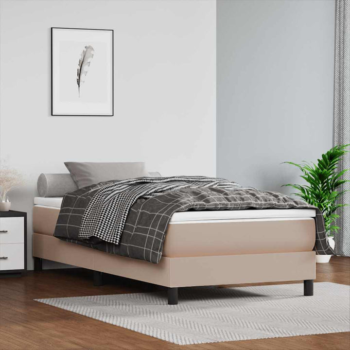 springmadras m. pocketfjedre medium 80x160 cm kunstlæder cappuccino