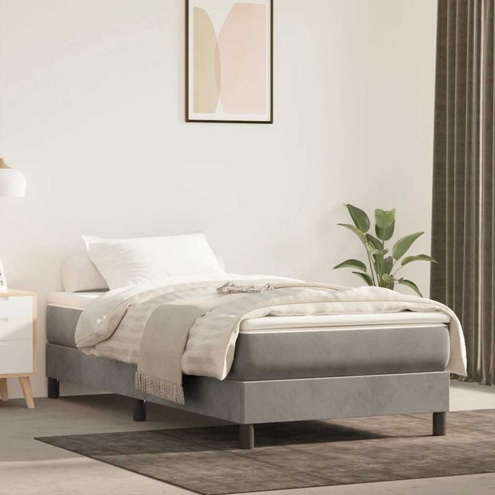 springmadras med pocketfjedre medium 80x210x20 cm fløjl lysegrå