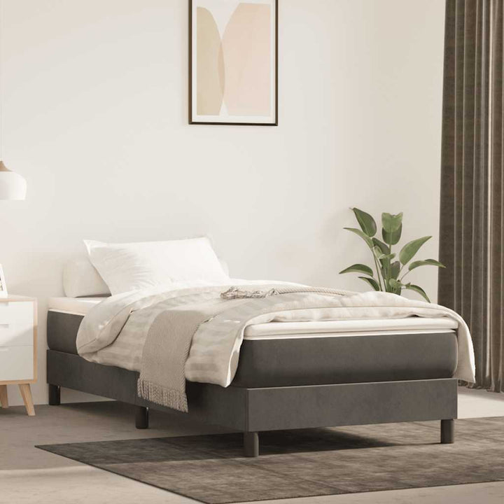 springmadras med pocketfjedre medium 80x210x20 cm fløjl mørkegrå