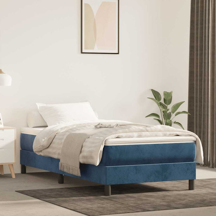 springmadras med pocketfjedre medium 80x210x20 cm fløjl mørkeblå