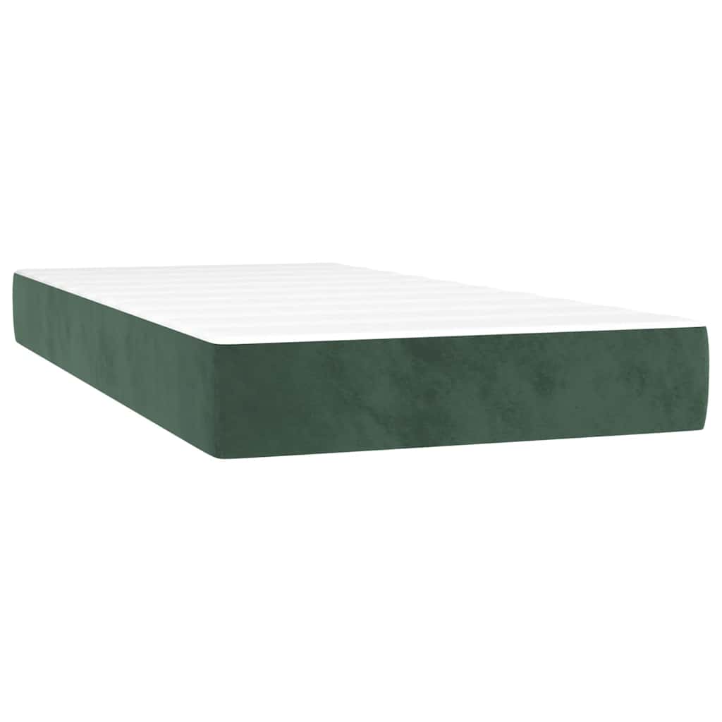 springmadras med pocketfjedre medium 90x210x20 cm fløjl mørkegrøn