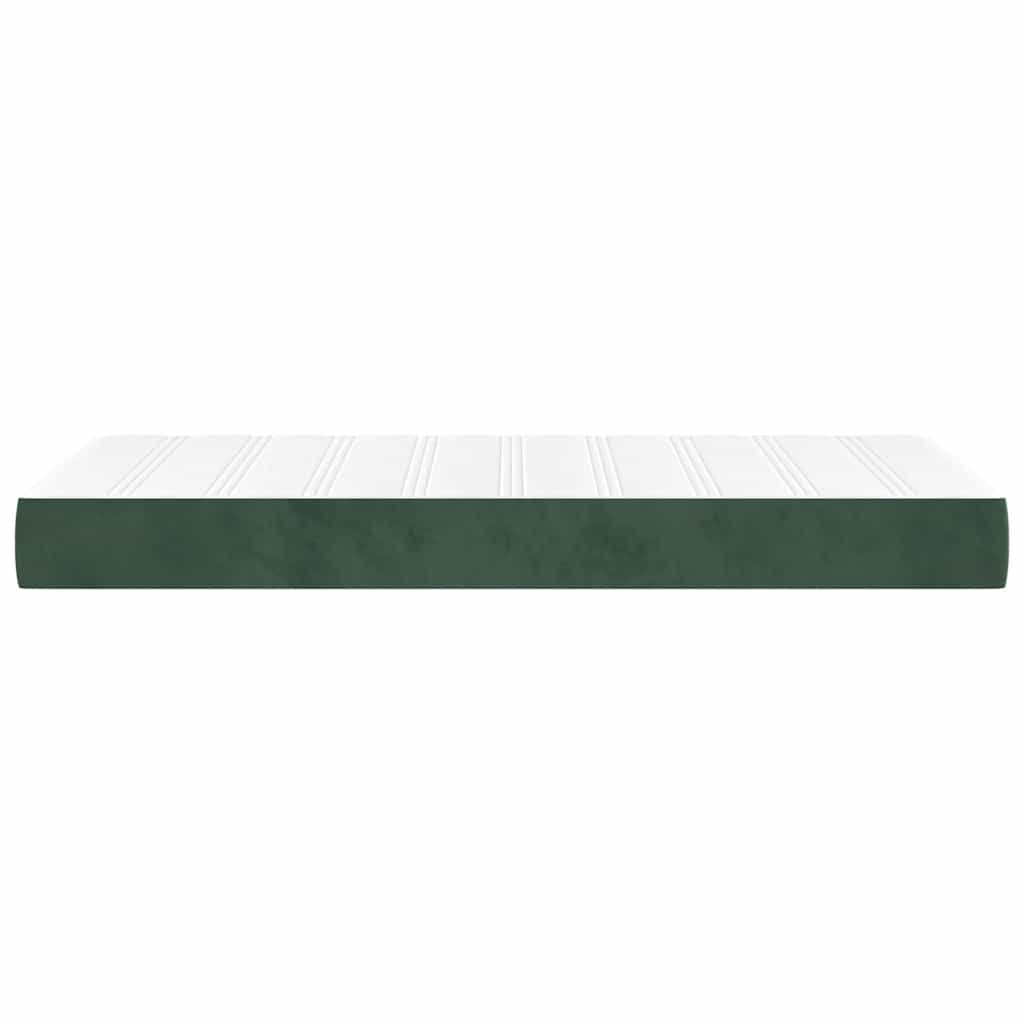 springmadras med pocketfjedre medium 90x210x20 cm fløjl mørkegrøn