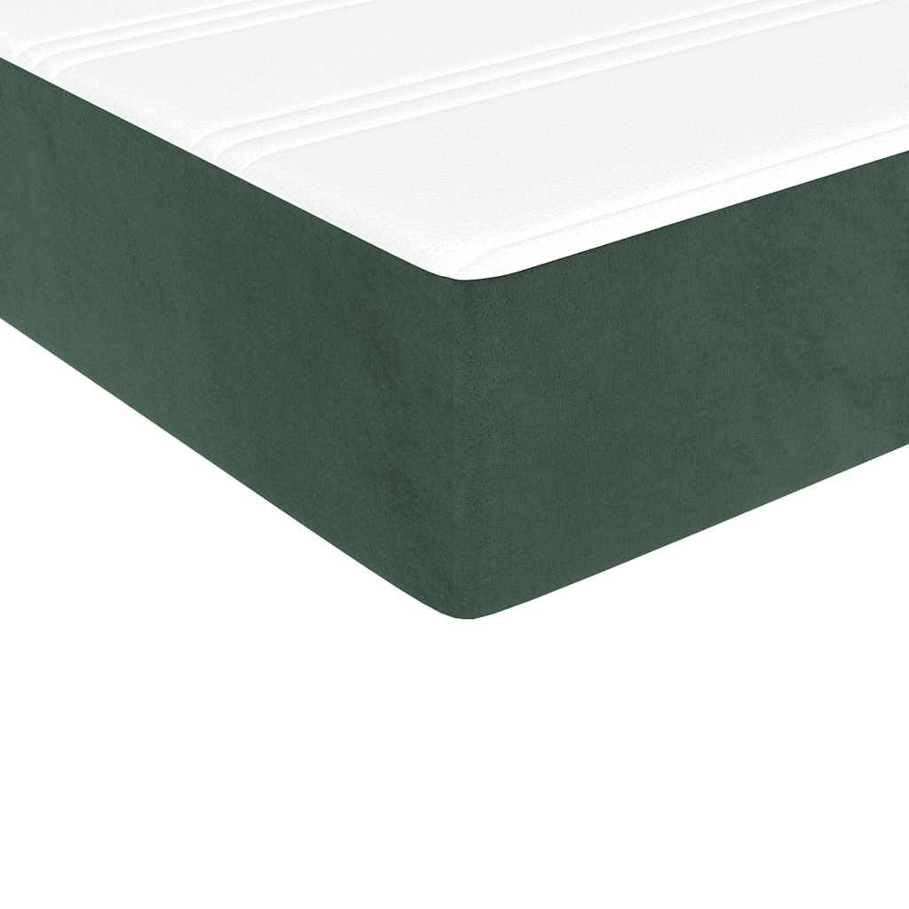springmadras med pocketfjedre medium 90x210x20 cm fløjl mørkegrøn