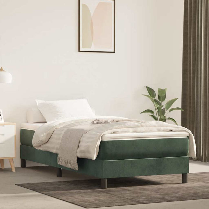 springmadras med pocketfjedre medium 90x210x20 cm fløjl mørkegrøn
