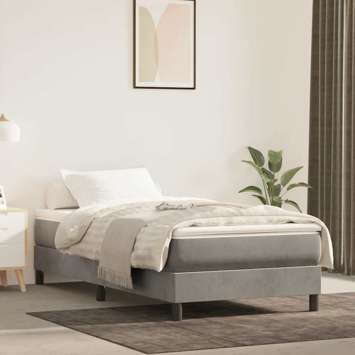 springmadras med pocketfjedre medium 100x210x20 cm fløjl lysegrå