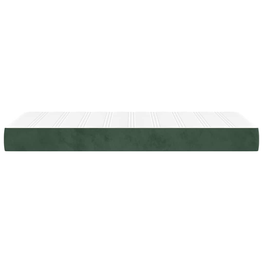 springmadras med pocketfjedre medium 100x210x20 cm fløjl mørkegrøn