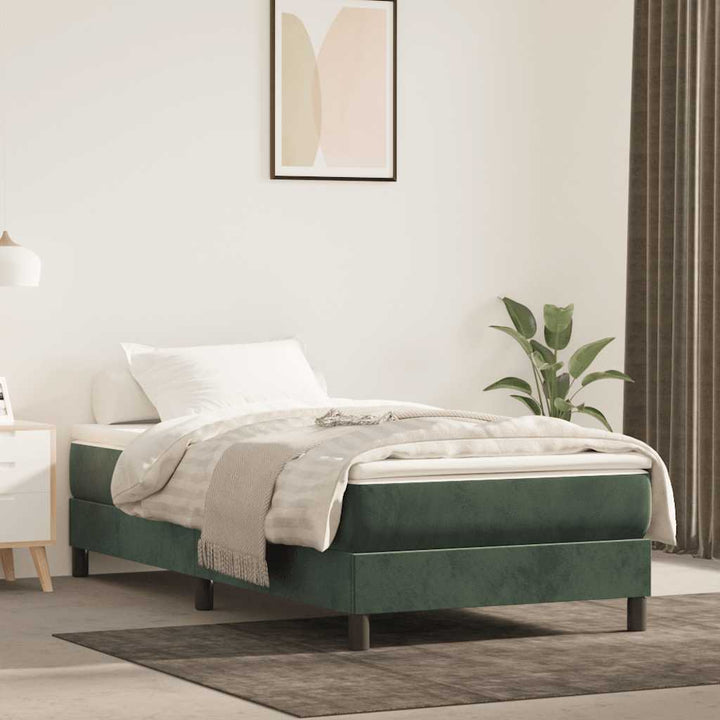 springmadras med pocketfjedre medium 100x210x20 cm fløjl mørkegrøn