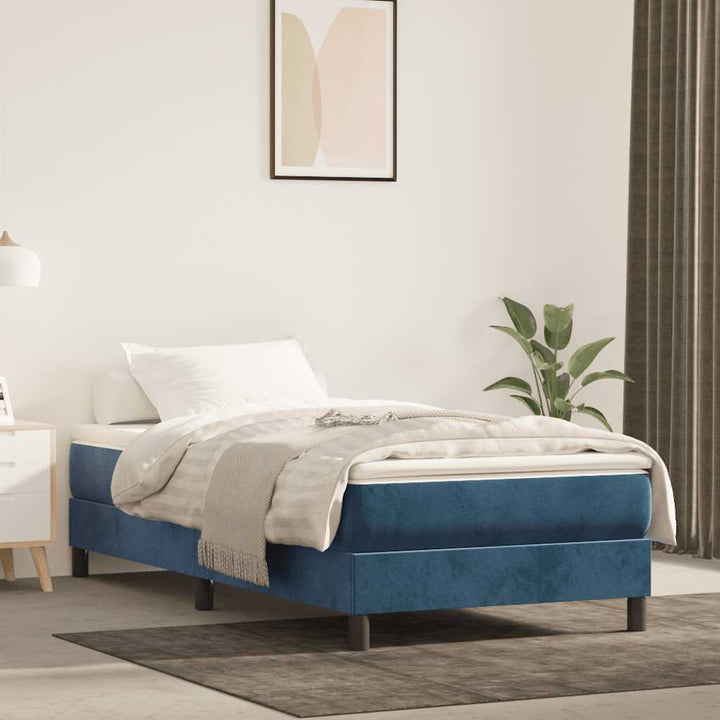 springmadras med pocketfjedre medium 100x210x20 cm fløjl mørkeblå