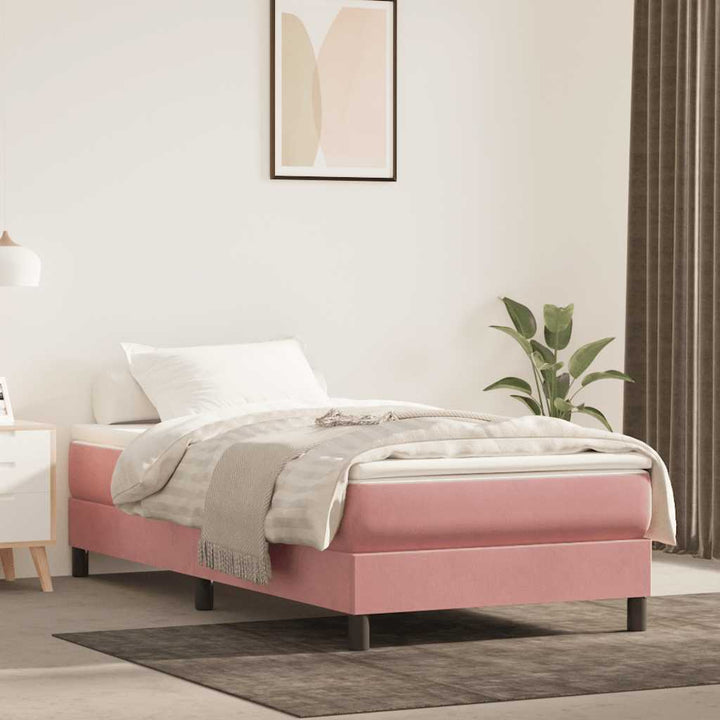 springmadras med pocketfjedre medium 100x210x20 cm fløjl lyserød