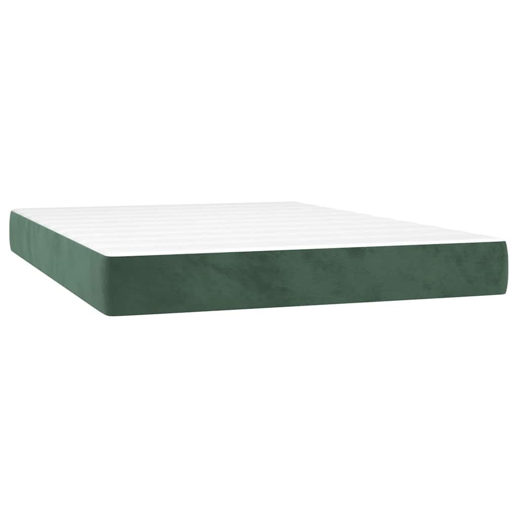 springmadras med pocketfjedre medium 120x210x20 cm fløjl mørkegrøn