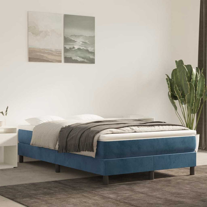 springmadras med pocketfjedre medium 120x210x20 cm fløjl mørkeblå