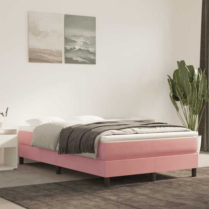 springmadras med pocketfjedre medium 120x210x20 cm fløjl lyserød