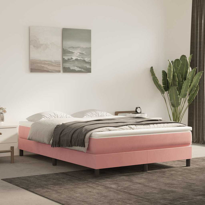 springmadras med pocketfjedre medium 140x210x20 cm fløjl lyserød