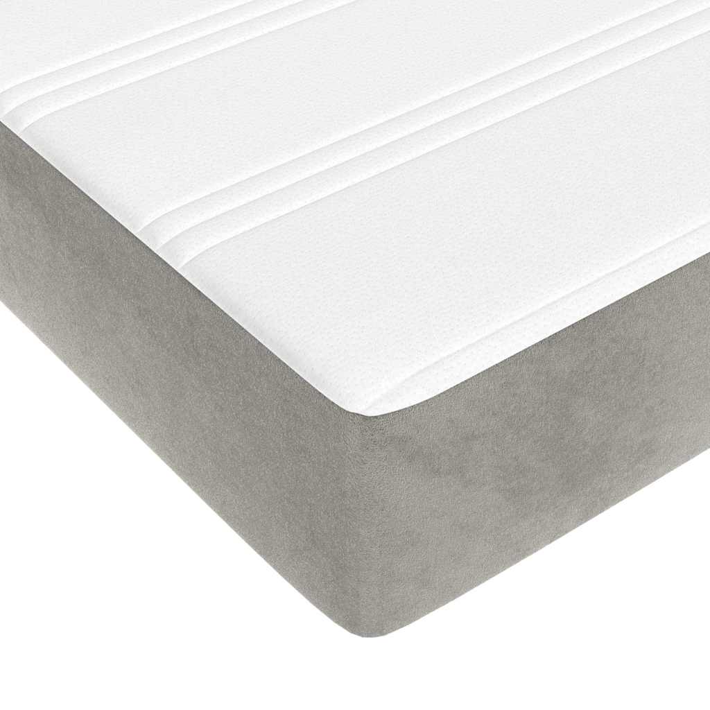 springmadras med pocketfjedre medium 160x210x20 cm fløjl lysegrå