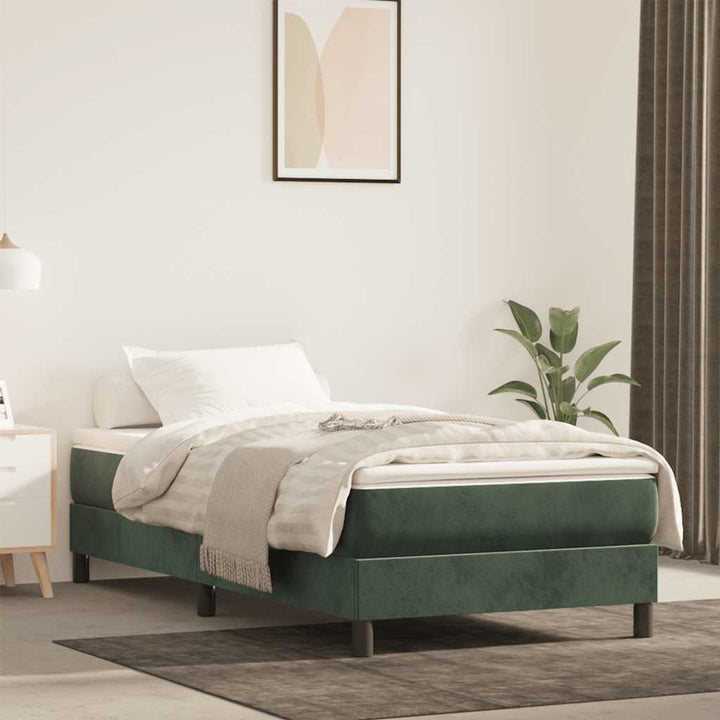springmadras med pocketfjedre medium 80x220x20 cm fløjl mørkegrøn