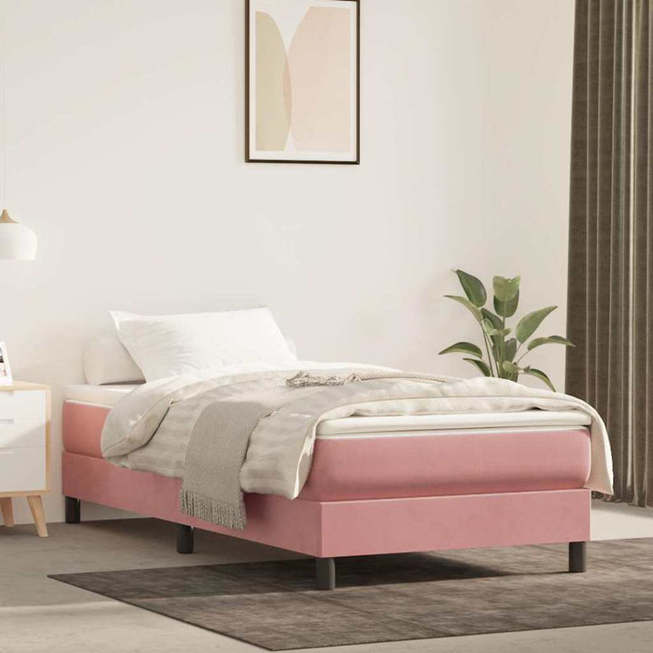 springmadras med pocketfjedre medium 80x220x20 cm fløjl lyserød