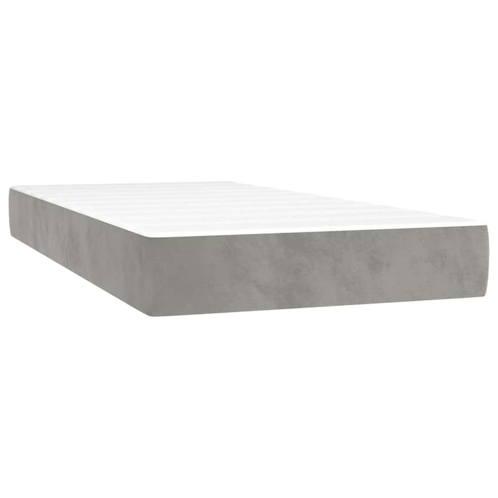 springmadras med pocketfjedre medium 90x220x20 cm fløjl lysegrå