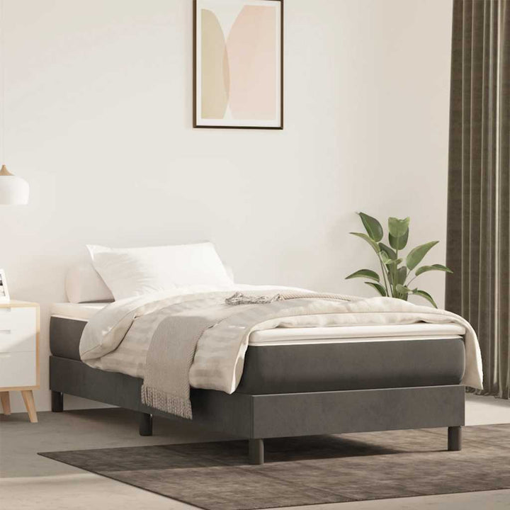 springmadras med pocketfjedre medium 90x220x20 cm fløjl mørkegrå