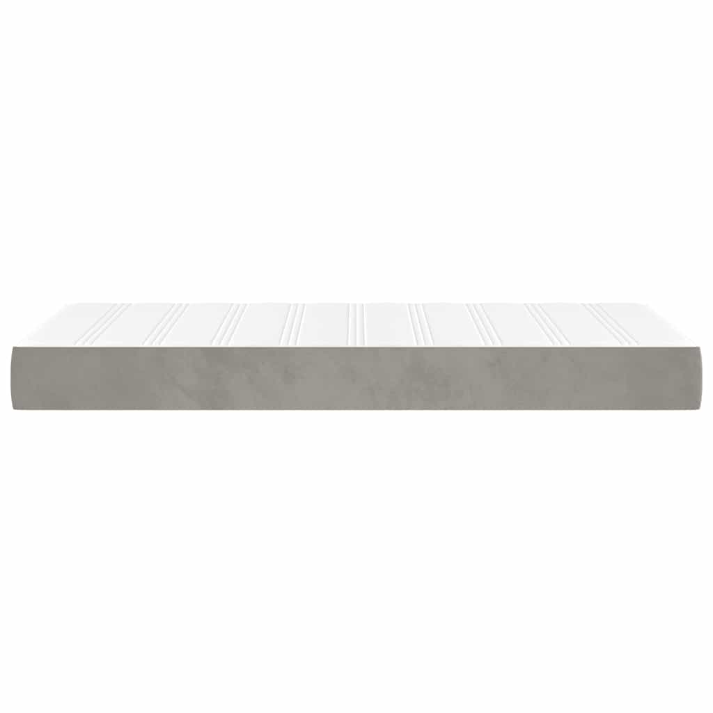 springmadras med pocketfjedre medium 100x220x20 cm fløjl lysegrå