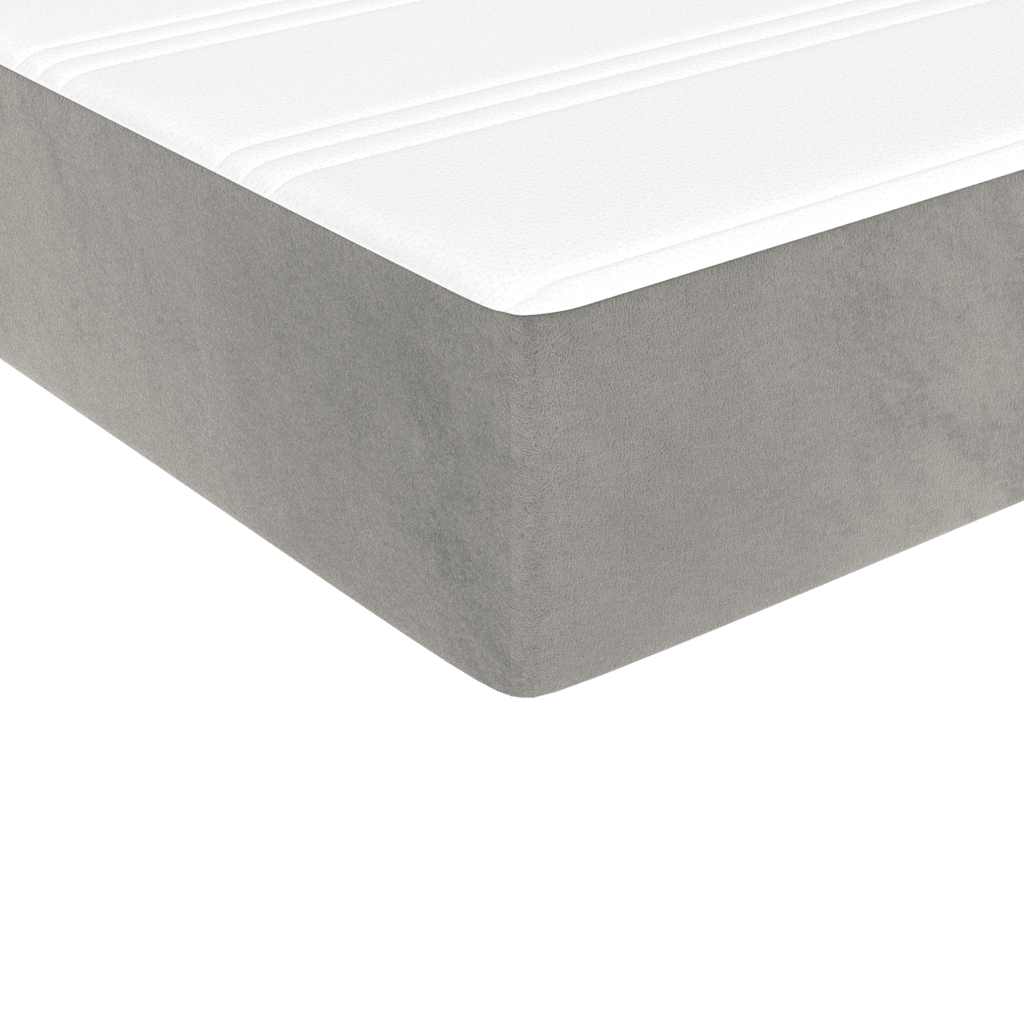 springmadras med pocketfjedre medium 100x220x20 cm fløjl lysegrå